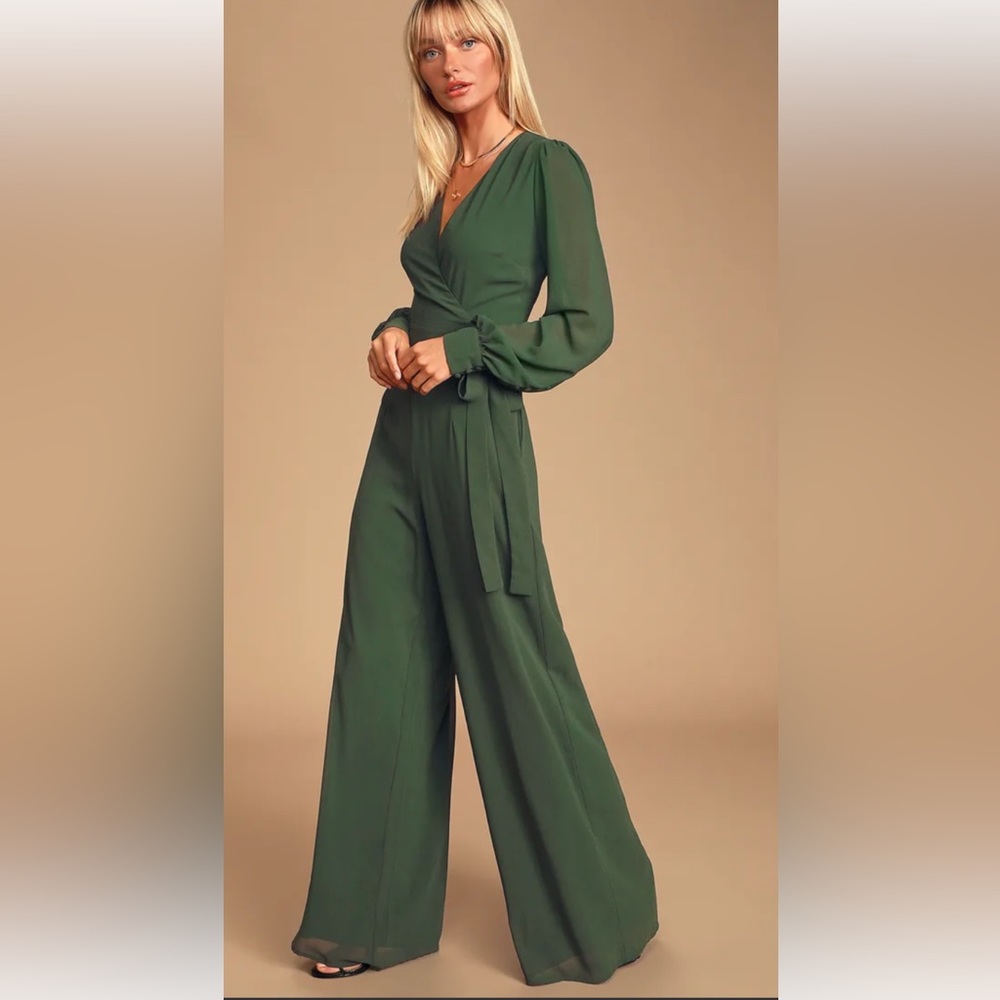 Lulus emerald green Jumpsuit (has wide leg pants)